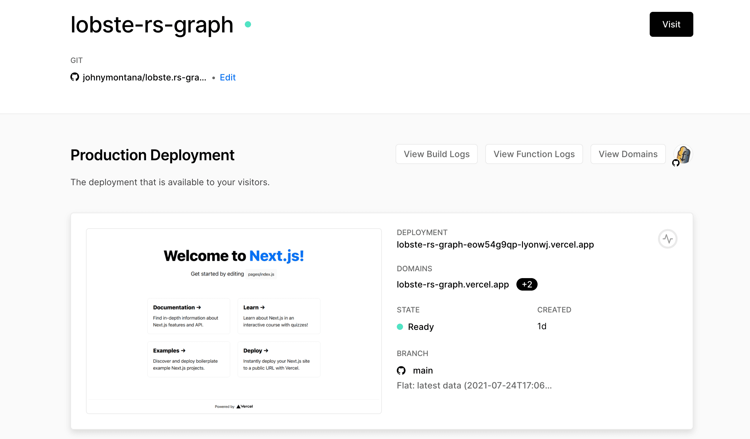 Vercel dashboard