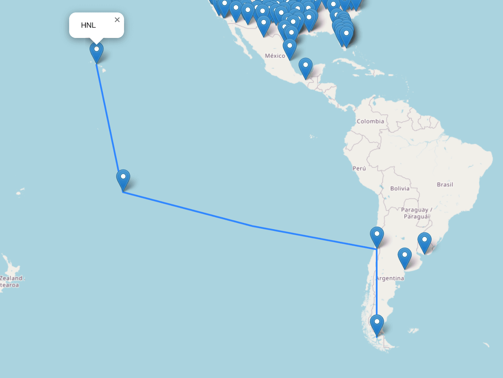 Routing between airports using the Dijkstra algorithm