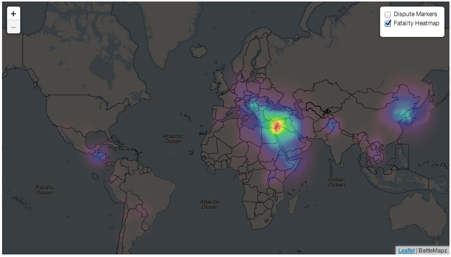 Fatality heatmap of inter-state disputes